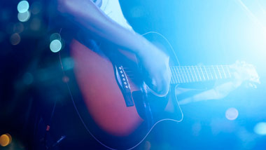 Acoustic Guitar with blue lights