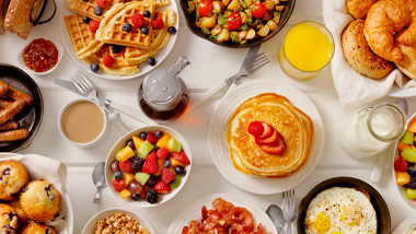 assorted brunch foods